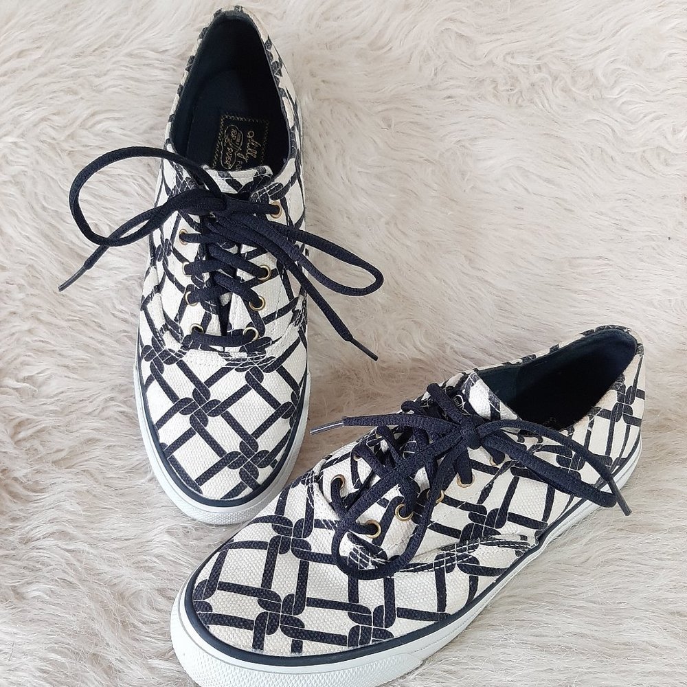Milly for Sperry Top Sider Women's Navy Knot Pattern Lace Up Sneakers Size: 8 1/